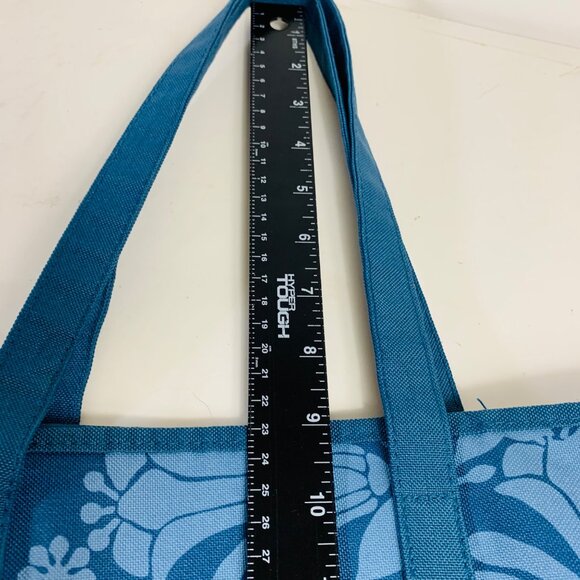 Lancome Blue Floral Canvas Tote Bag Eiffel Tower Print Paris Market Reusable - Picture 6 of 12